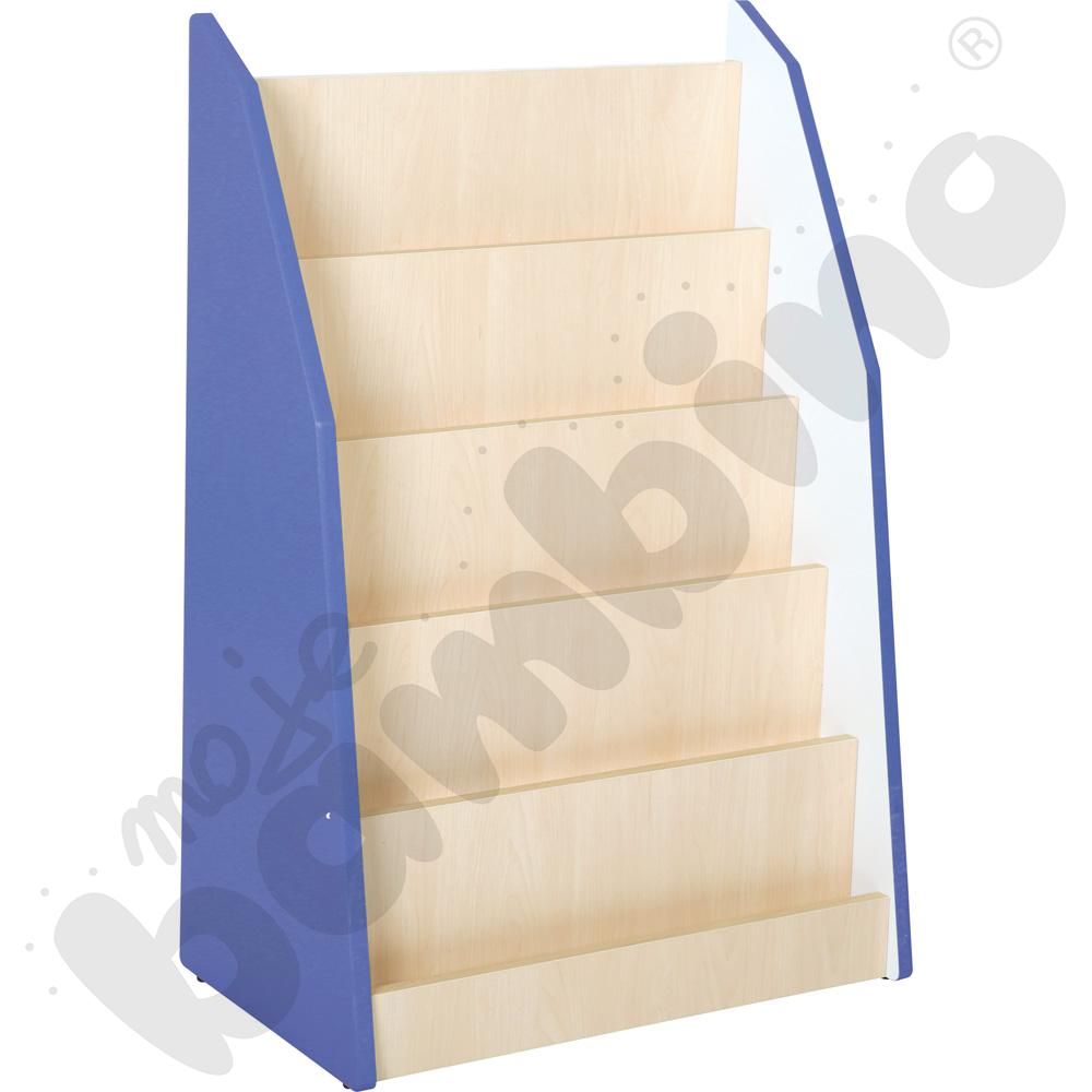 Quadro - biblioteczka jednostronna stojąca - niebieska, skrzynia klon jasny