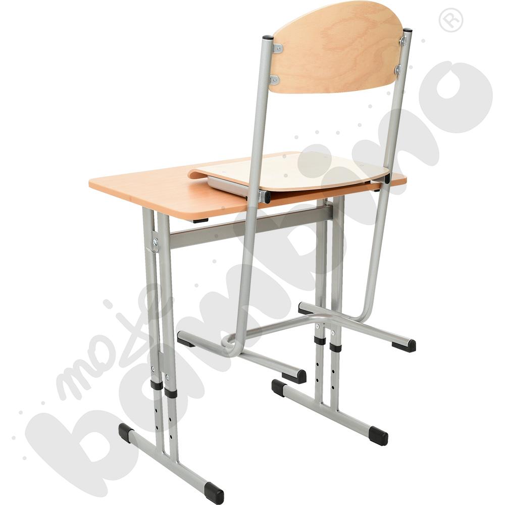 Stół IN-R 70x50 rozm. 3-7, 1-os., stelaż aluminium, blat buk, obrzeże PU, narożniki zaokrąglone