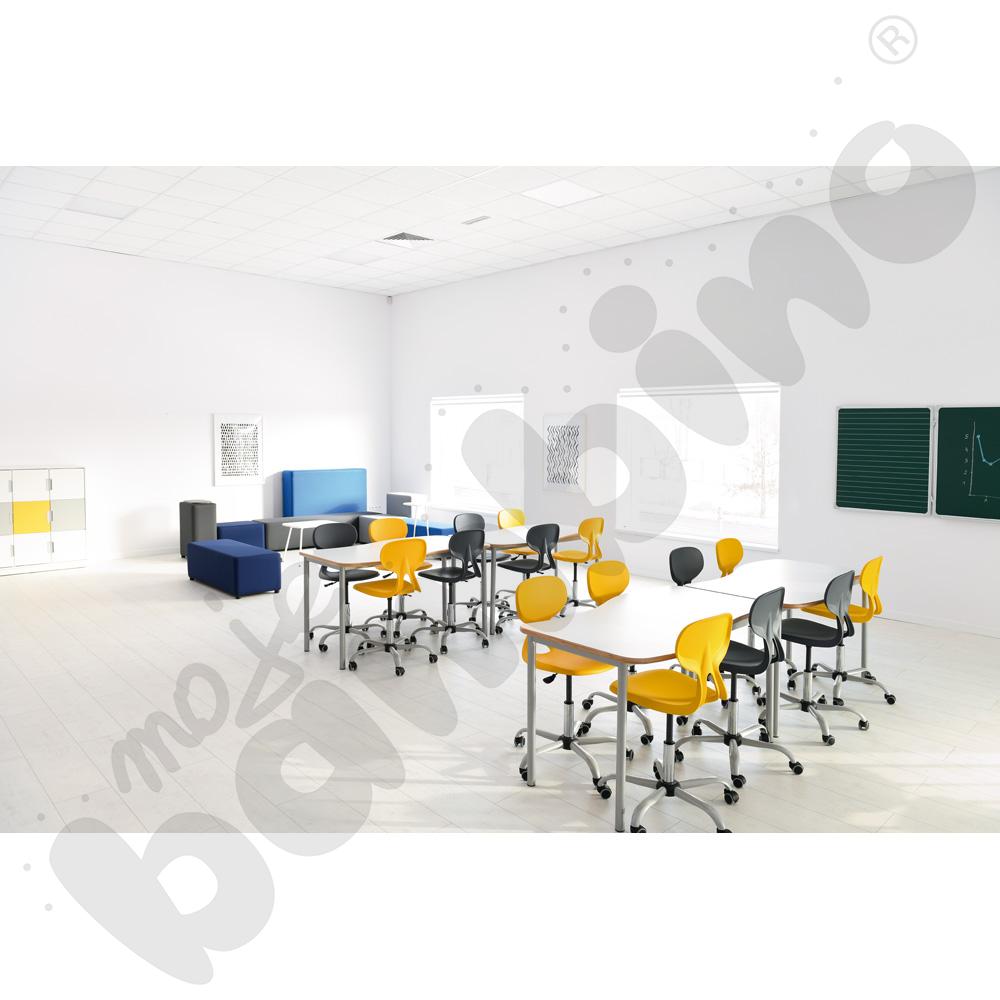 Stół Mila prostokąt falisty 140x72, blat HPL biały, narożniki zaokrąglone, rozm. 6