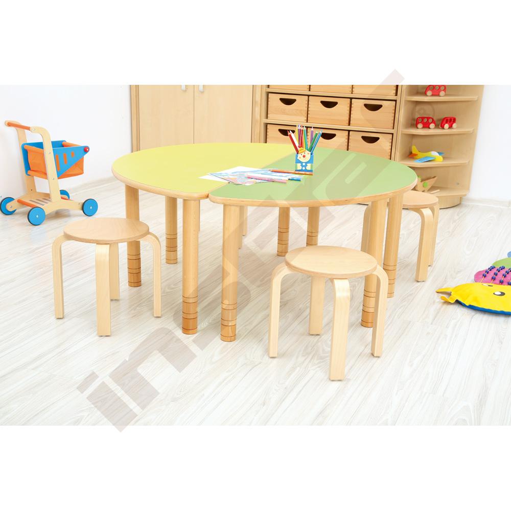 Půlkulatý stůl Flexi - žlutý - reg. výšky 40 - 58 cm - k židlím 21-35 cm 