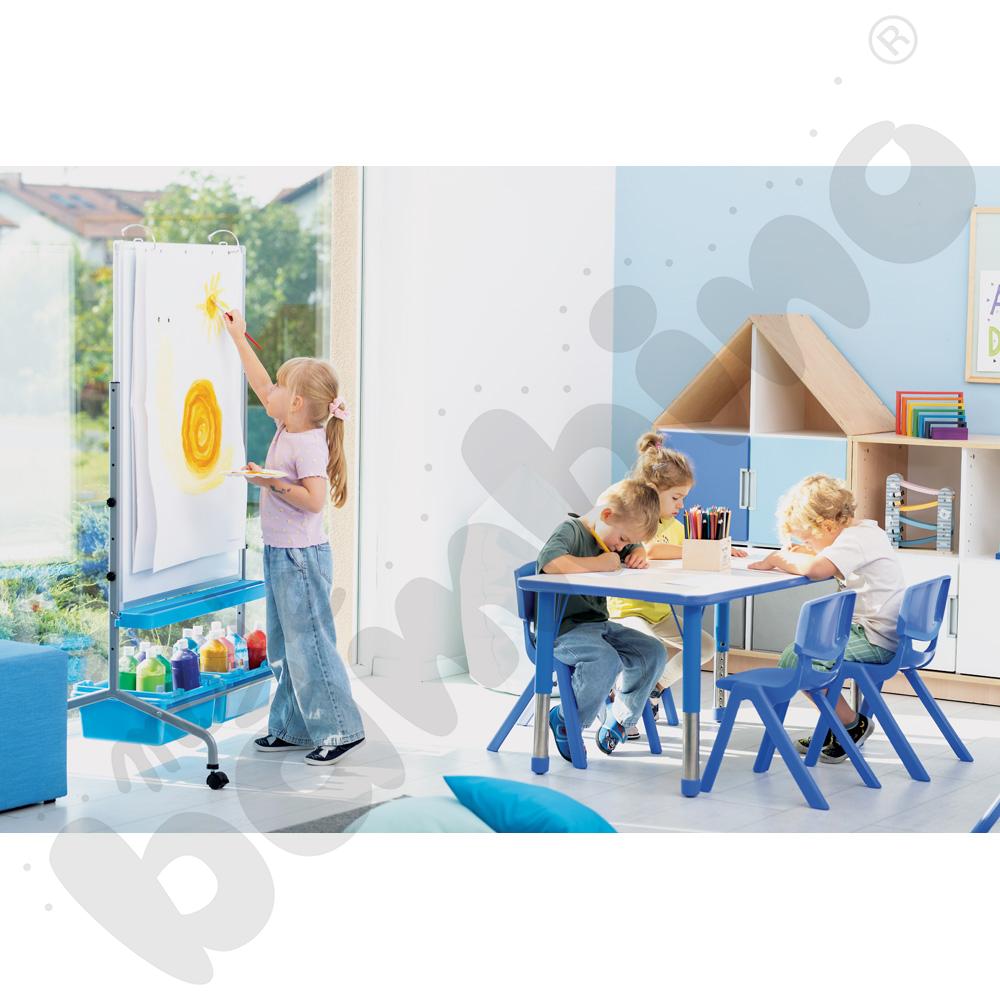 Tablica suchościeralna magnetyczna mobilna 75 x 100 cm - niebieskie pojemniki