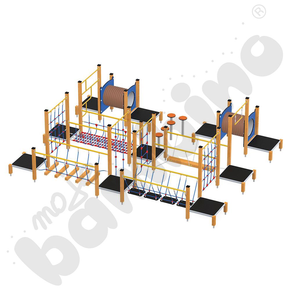Zestaw sportowo-sprawnościowy, drewniane słupy
