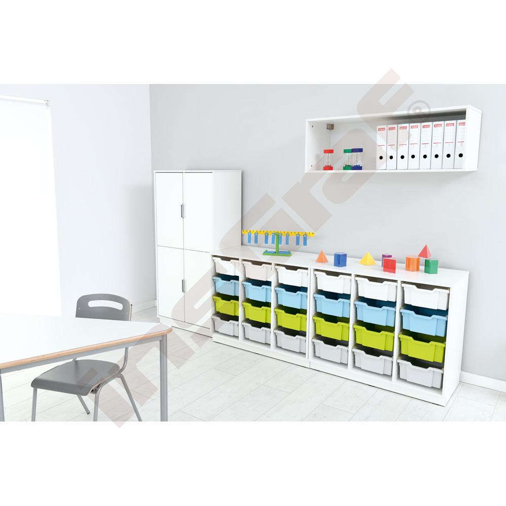 Quadro - regál XL s předělem a 3 policemi, bílý 
