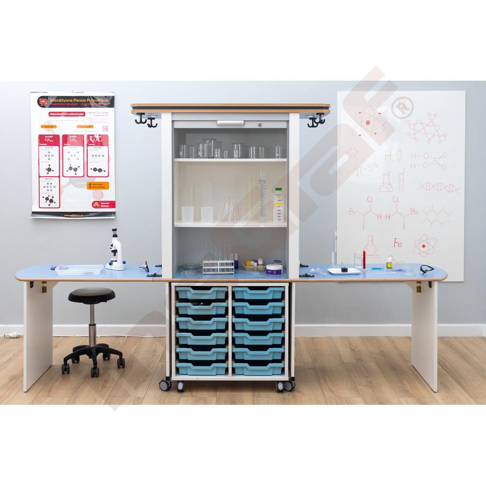 Laboratórium s modrými organizérmi