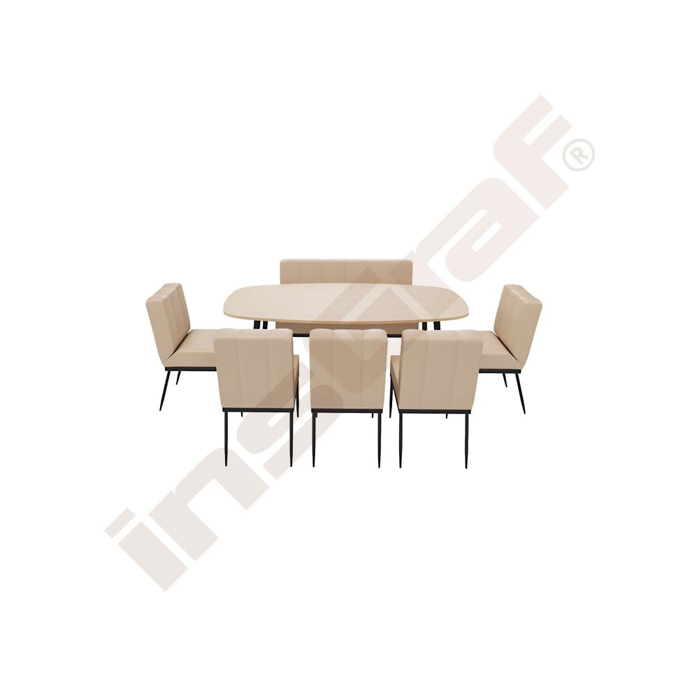 
Tischgruppe Xena, oval 180x90 cm, mit Sitzmöbeln, RU07 beige 
