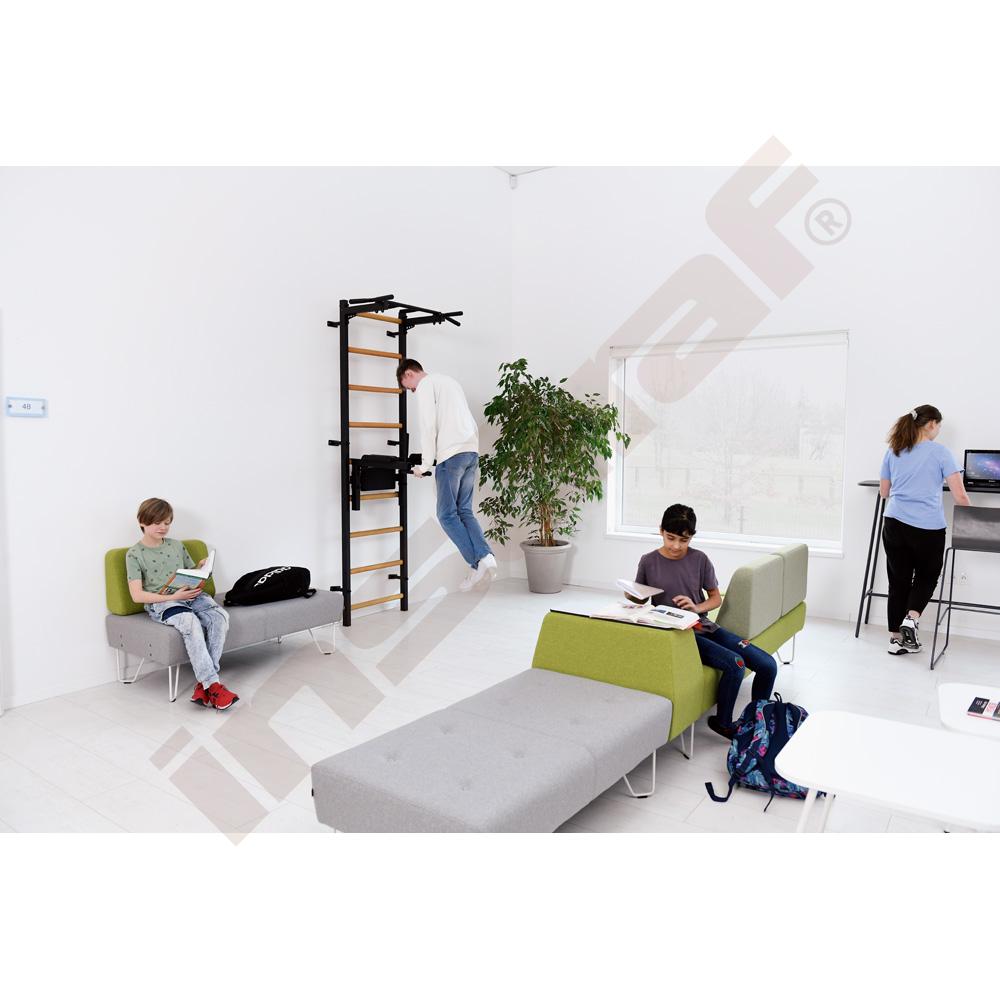 Modulový sedák  U_FLOE pro 2 osoby, s opěrkou - šedo-zelený