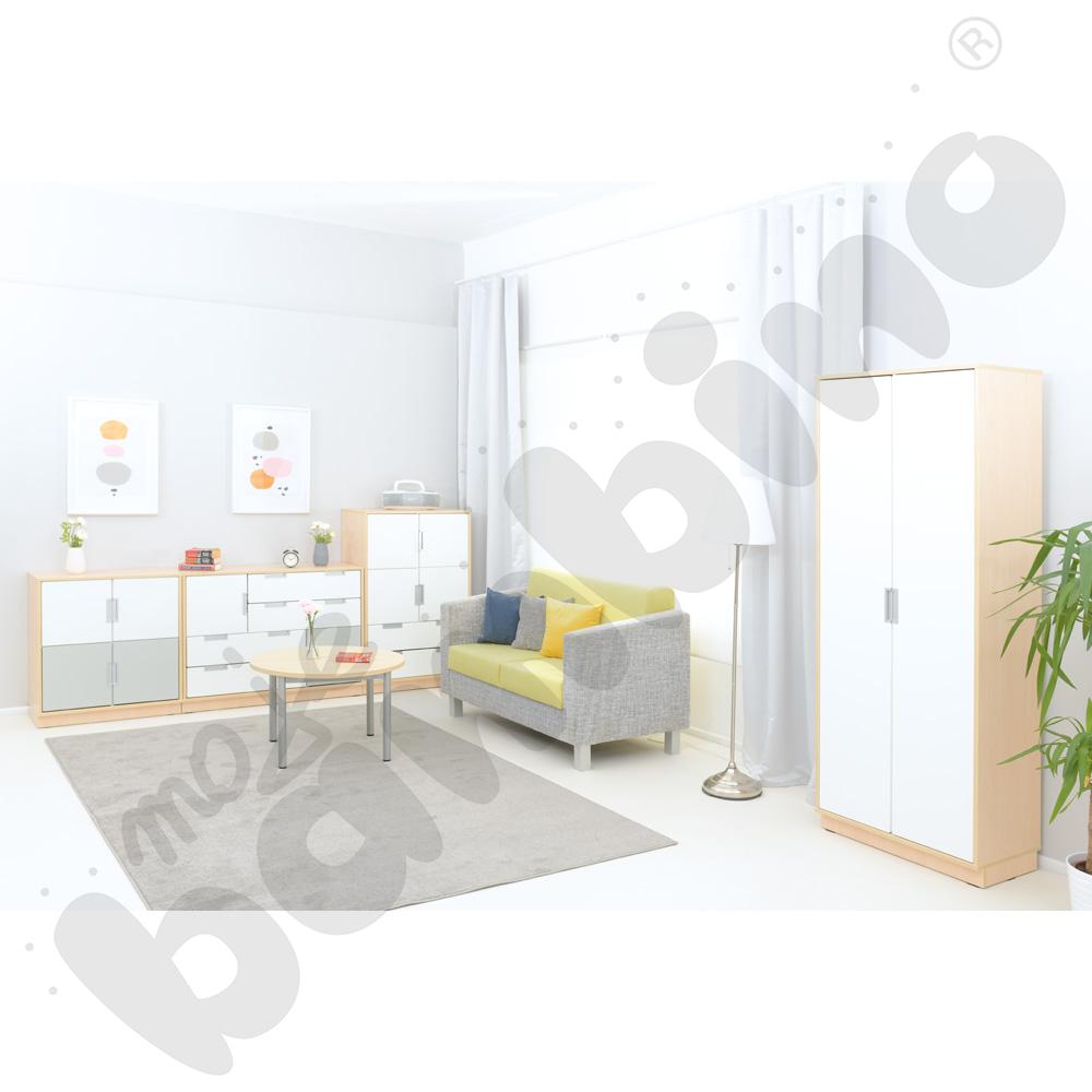 Quadro - szafa ubraniowa  - biała, w klonowej skrzyni