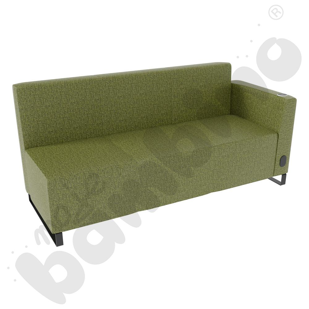 Sofa Universum 3-os. wys. 82 cm, bok niski prawy z gniazdkiem elektrycznym i indukcją, tkanina RO30