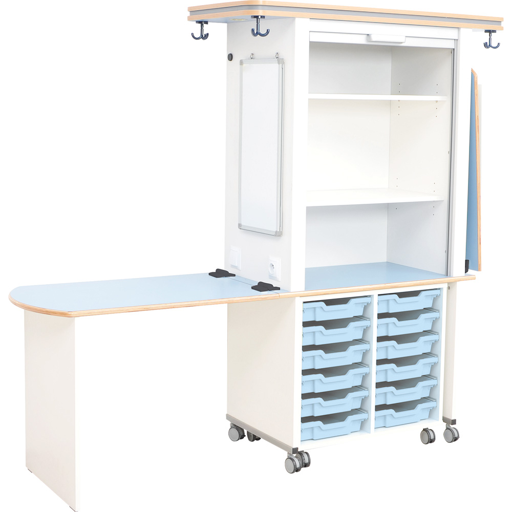 Laboratórium s modrými organizérmi