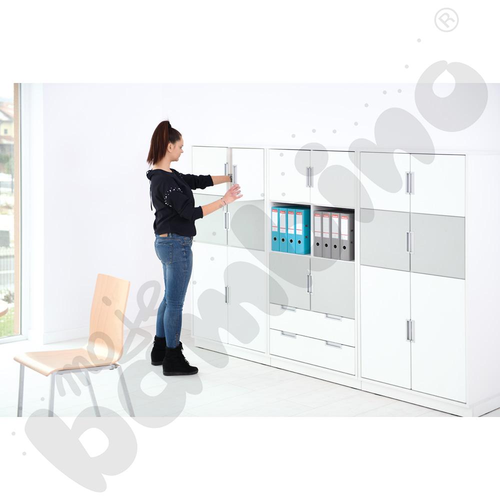 Quadro – regał XL z przegrodą i 3 półkami, biały