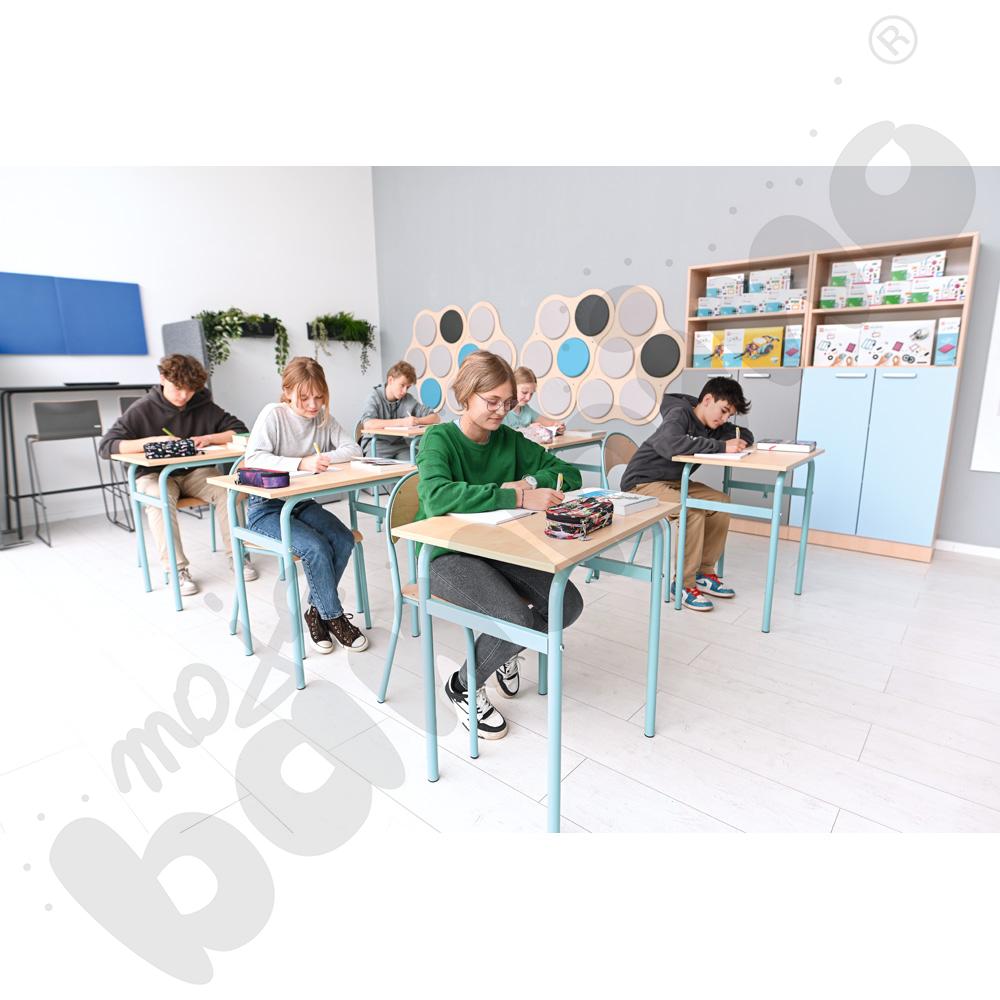 Stół Daniel 1-os. klon 375 z krzesłem P, rozm. 6, turkusowe