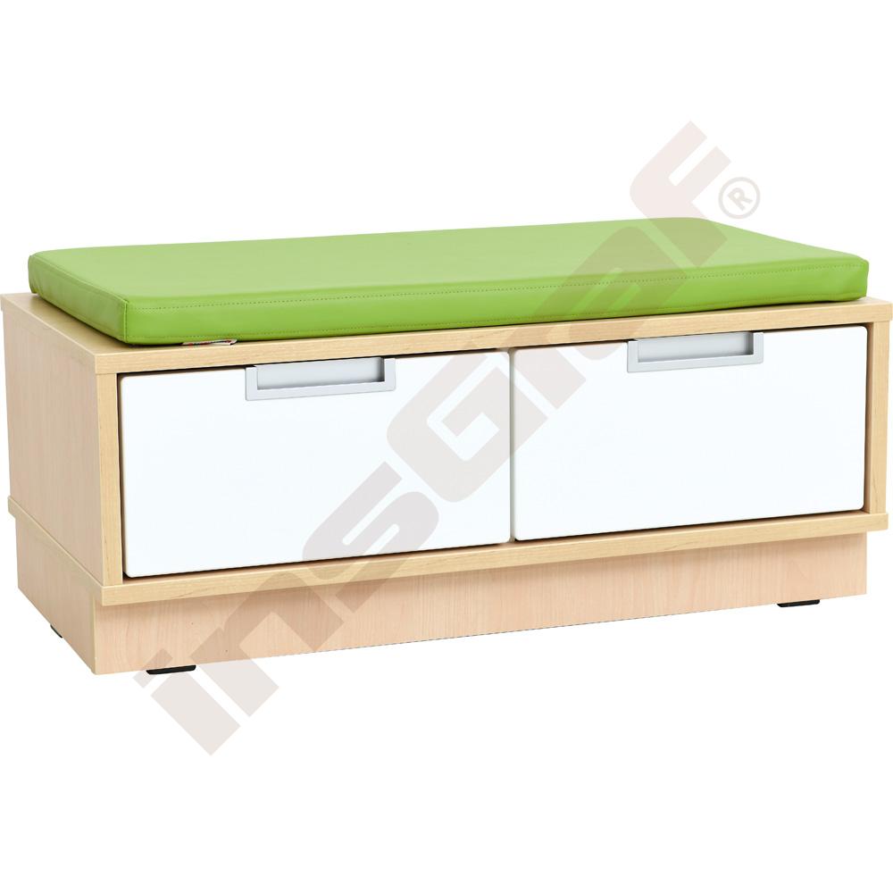 Quadro - skříňka-lavička 2 - zelený sedák - světlý javor