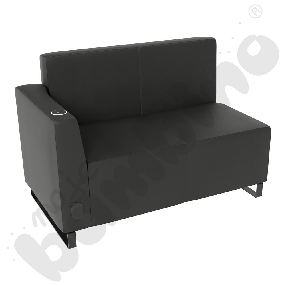 Sofa Universum 2-os. wys. 82 cm, bok niski lewy z gniazdkiem elektrycznym i indukcją, tkanina MT01