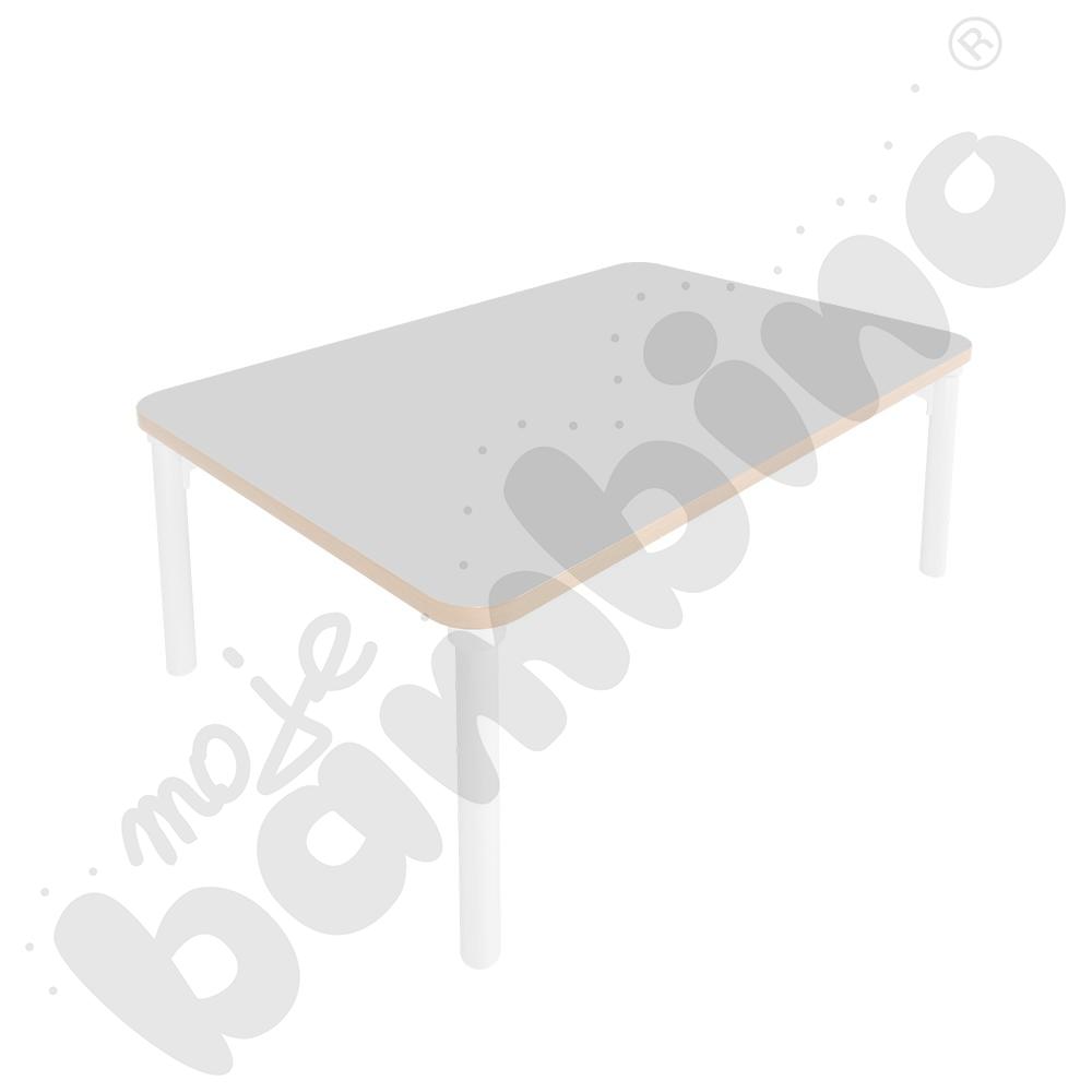 Stół Marcus 120 x 80 cm, rozm. 1, nogi drewniane białe, blat jasnoszary, obrzeże ABS