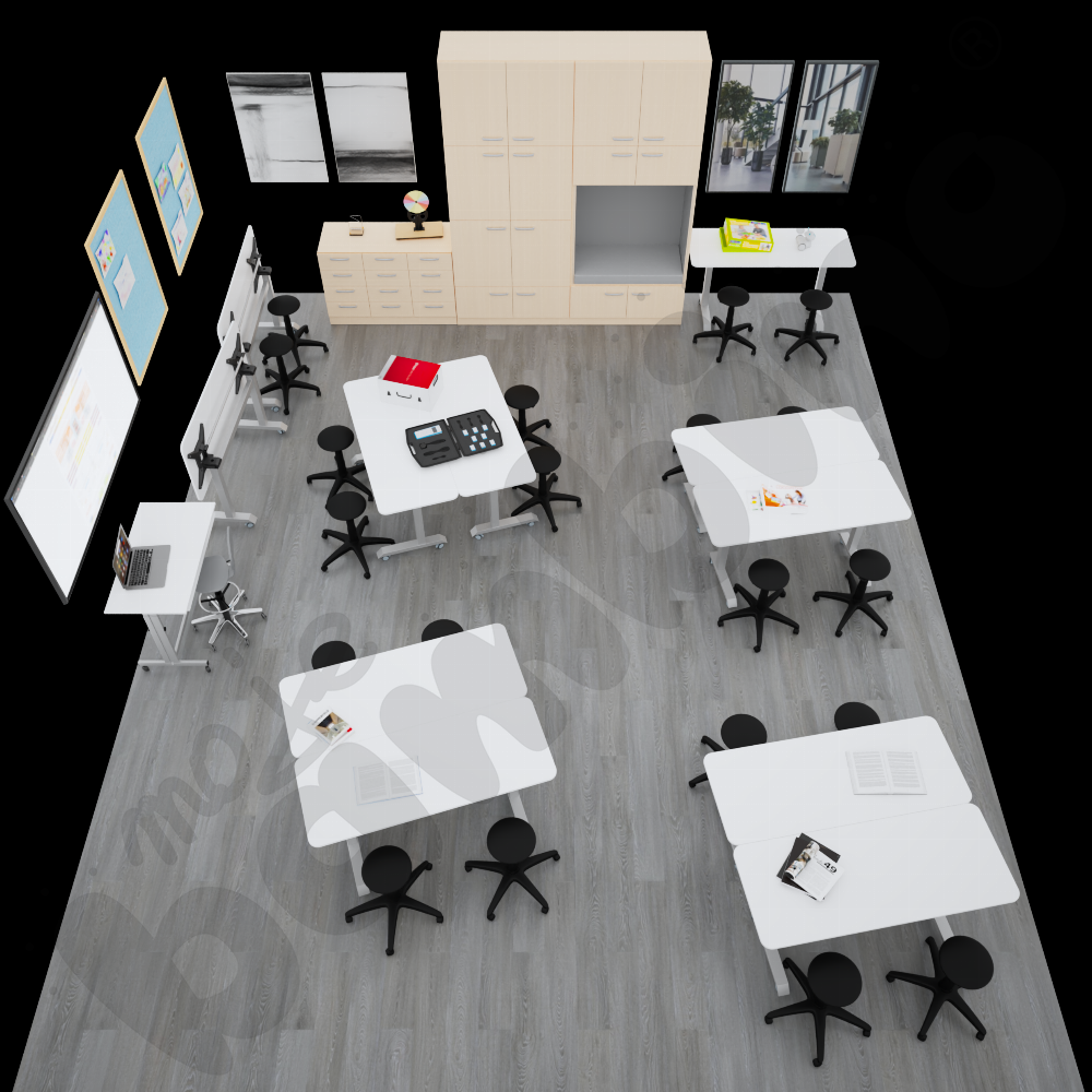 Sala lekcyjna ze składanymi stołami 