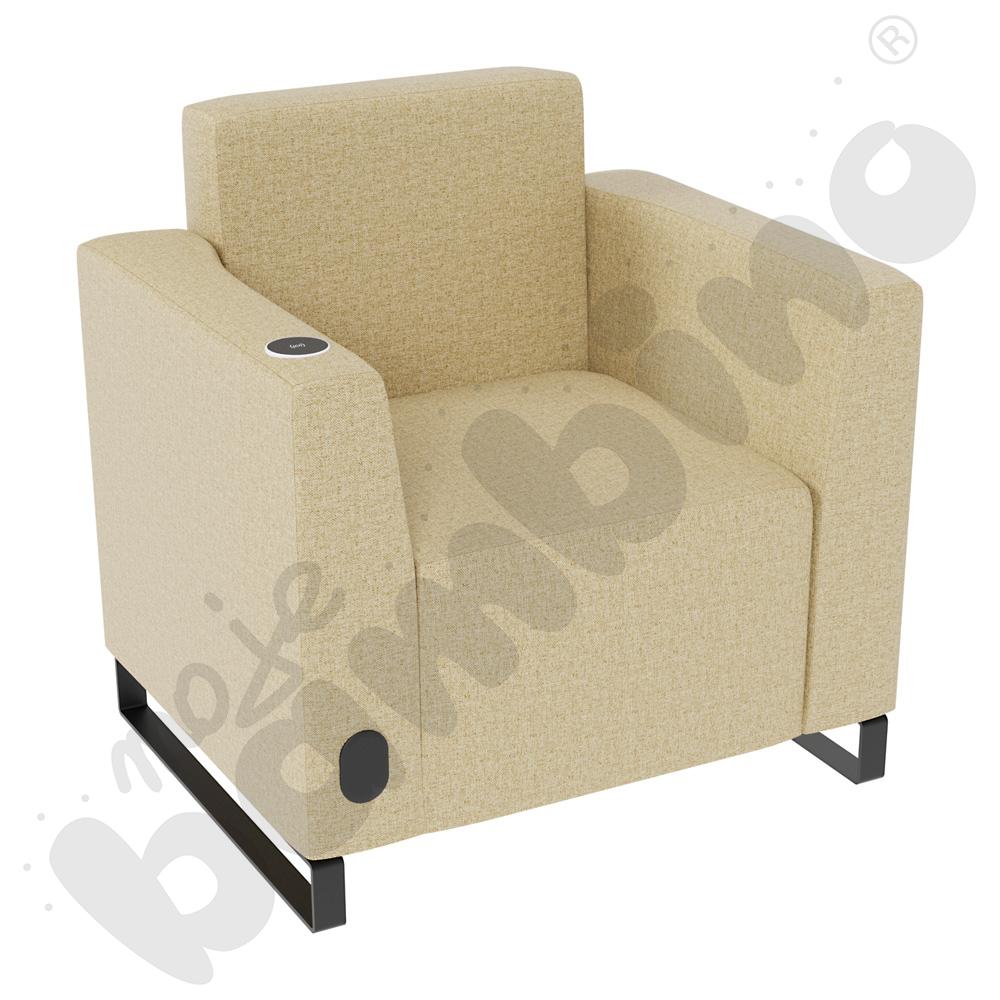 Fotel Universum wys. 82 cm, 2 boki niskie, lewy z gniazdkiem elektrycznym i indukcją, tkanina RO09