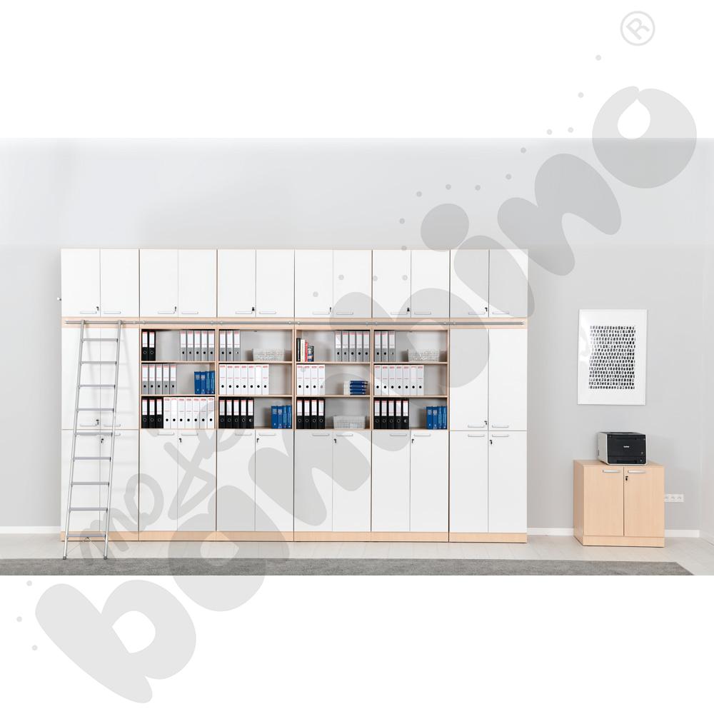 Grande - Wysoki regał z modułem do mocowania drabiny 42 - klonowo-biały