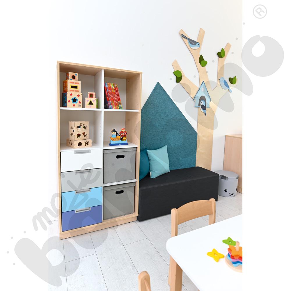 Quadro - regał XL z przegrodą i 3 półkami, klon jasny