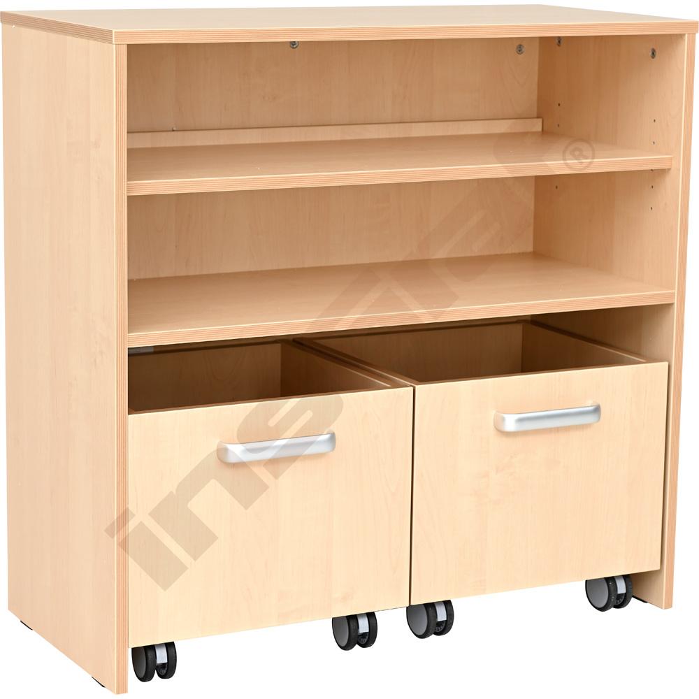 Úzky úložný box Flexi s kolieskami - breza 