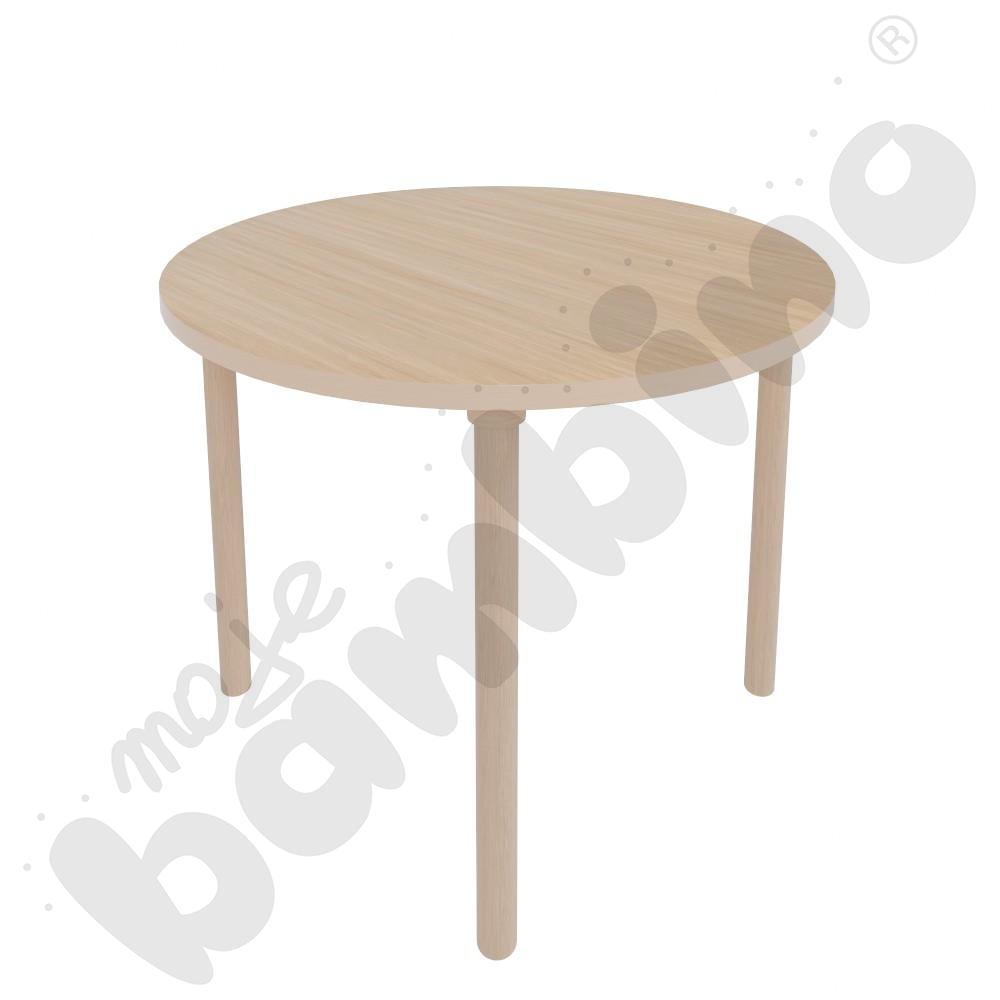Stół Marcus okrągły 90 x 90 rozm. 5, stelaż drewniany brzozowy, stopka drewniana, blat HPL klon, narożniki zaokrąglone