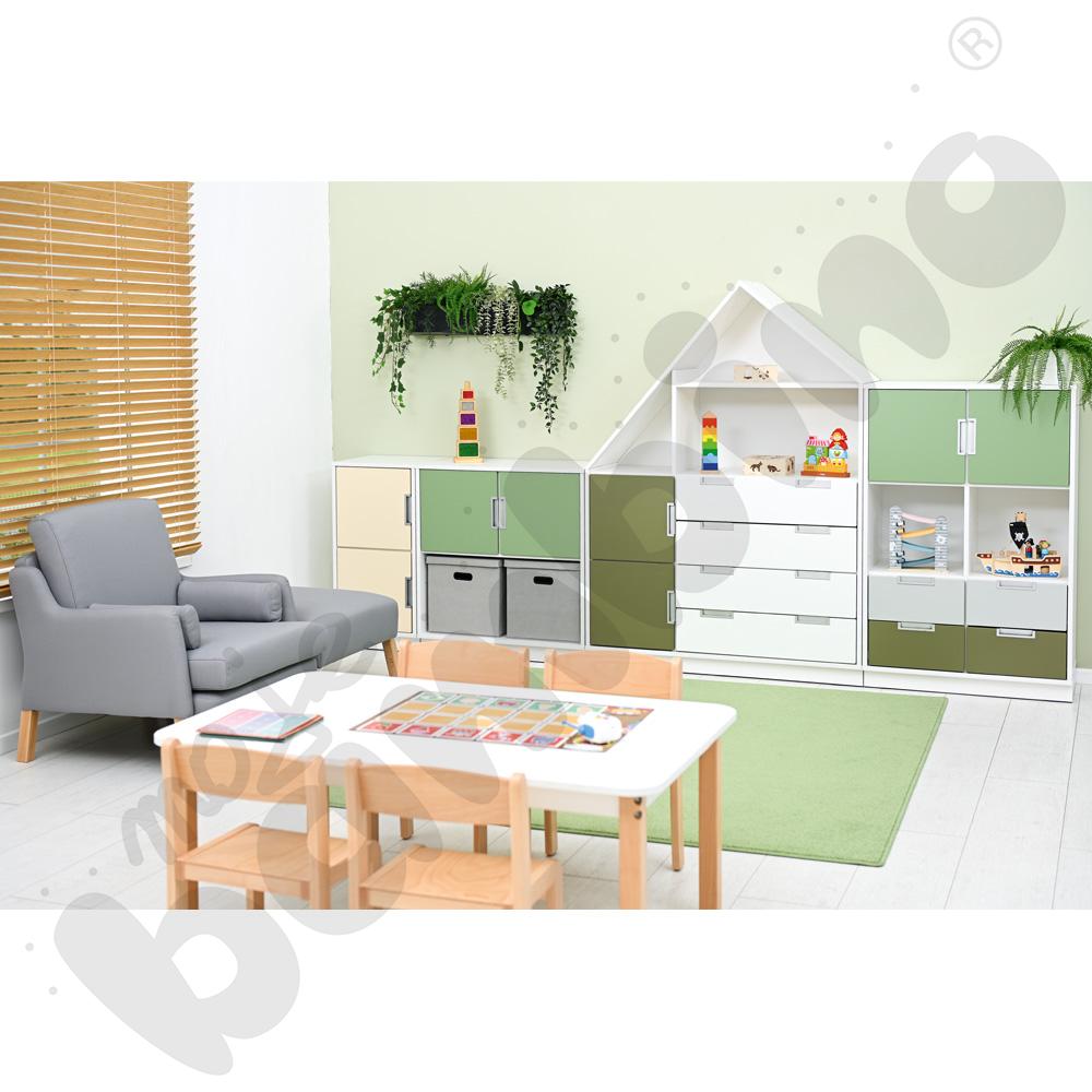 Quadro - regał L z przegrodą i 2 półkami, biały