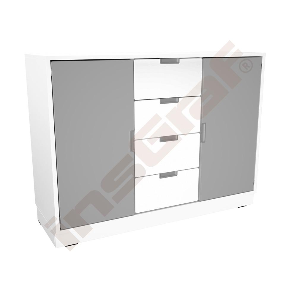
Schrank M mit 2 Mittelwänden, mit 4 Schubladen und Türen, B 116, weiß (Quadro 230W-180°)
