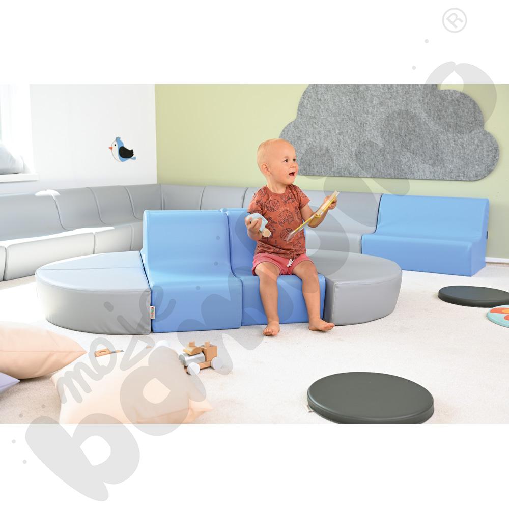 Małe siedzisko 1/4 koła szare