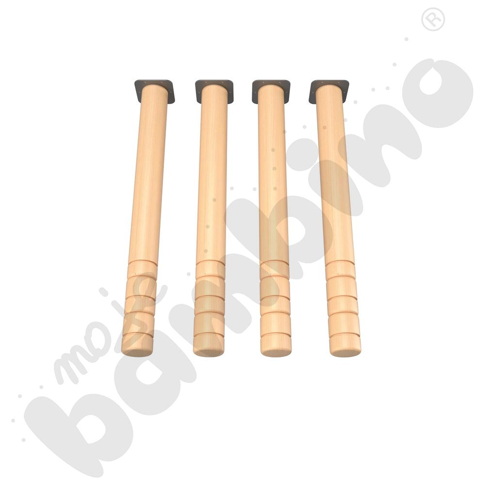 Nogi okrągłe bukowe z reg. do blatów Flexi,  4 szt. rozm. 0-3 (40-58 cm)