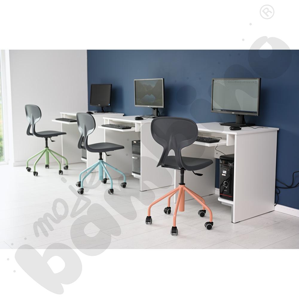 Stolik komputerowy STANDARD  z półką na komputer i szufladą na klawiaturę - biały