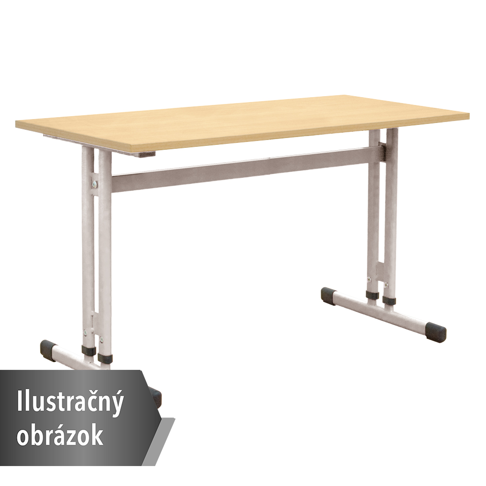 Školská lavica IN-R 130x50 veľ. 3-7, 2-os., konštrukcia strieborná, doska javor 375, ABS hrany, rovné rohy