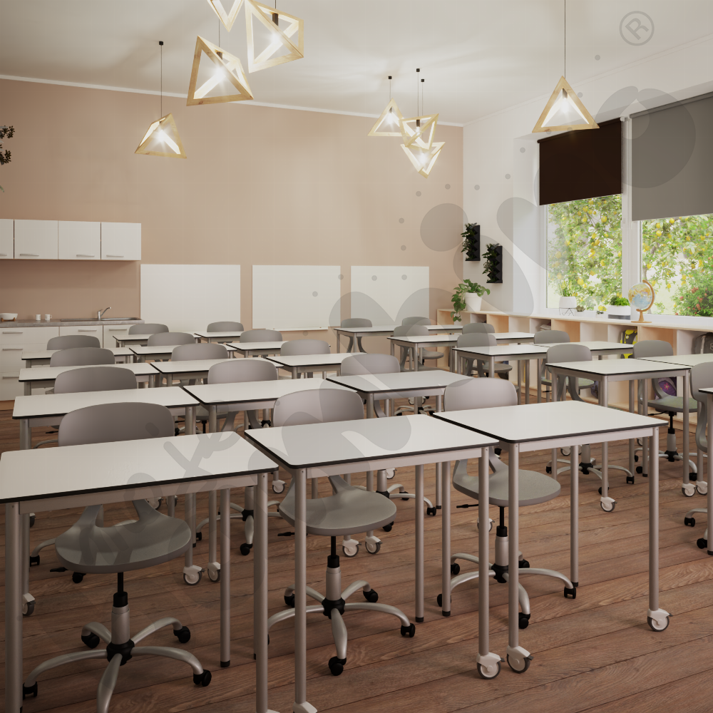 Sala mobilna z wieloma tablicami suchościeralnymi 