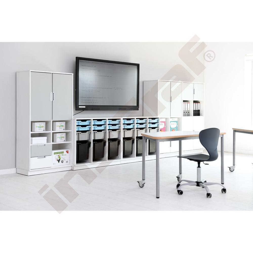 Quadro - regál XL s předělem a 3 policemi, bílý 