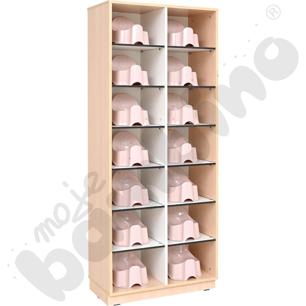 Regał Quadro na 14 nocników - klonowa skrzynia