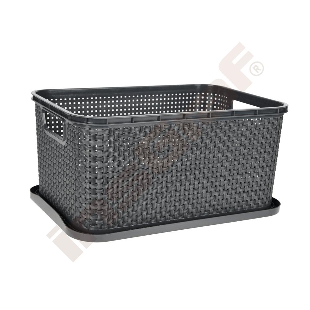 Košík s víkem 7 l - šedý