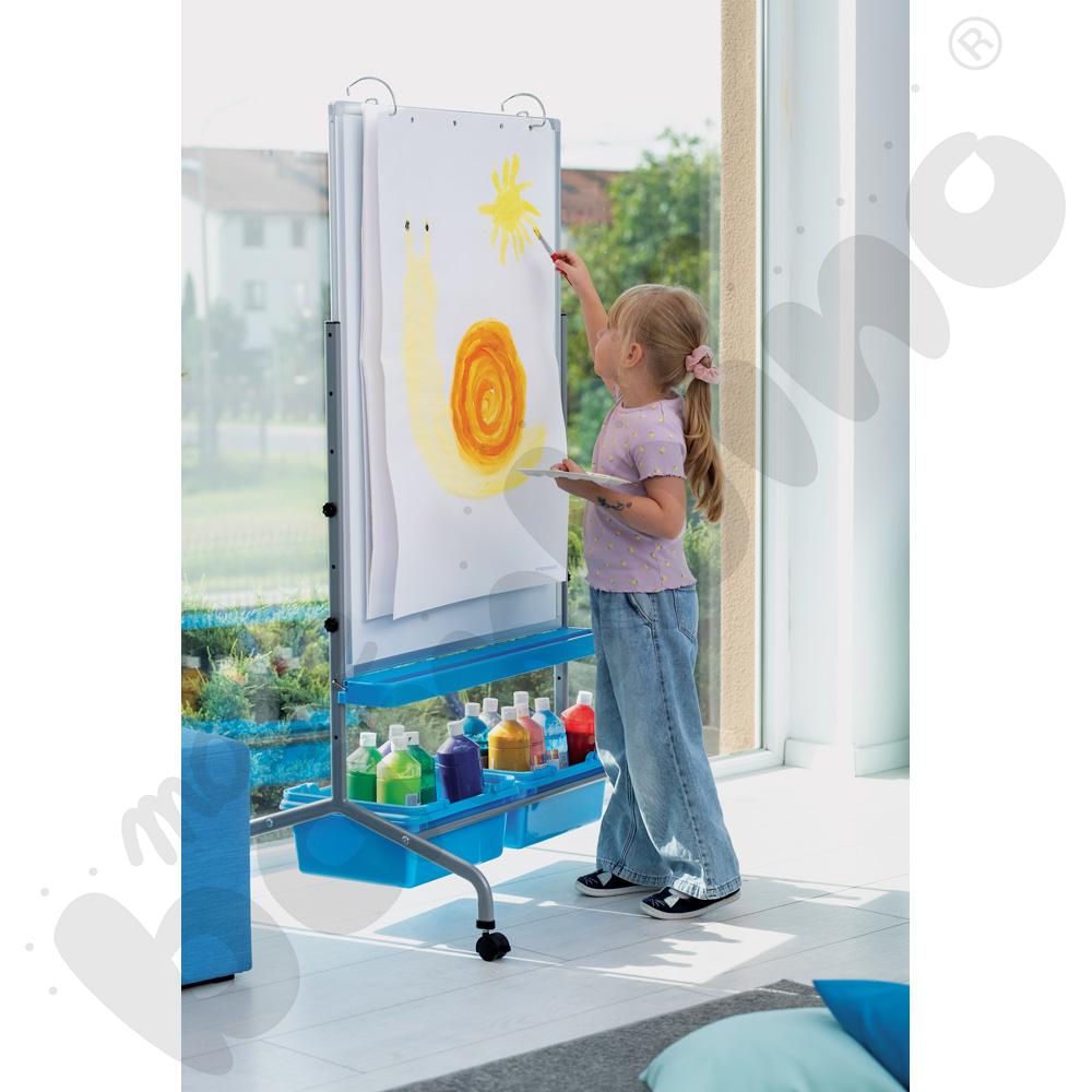 Tablica suchościeralna magnetyczna mobilna 75 x 100 cm - niebieskie pojemniki