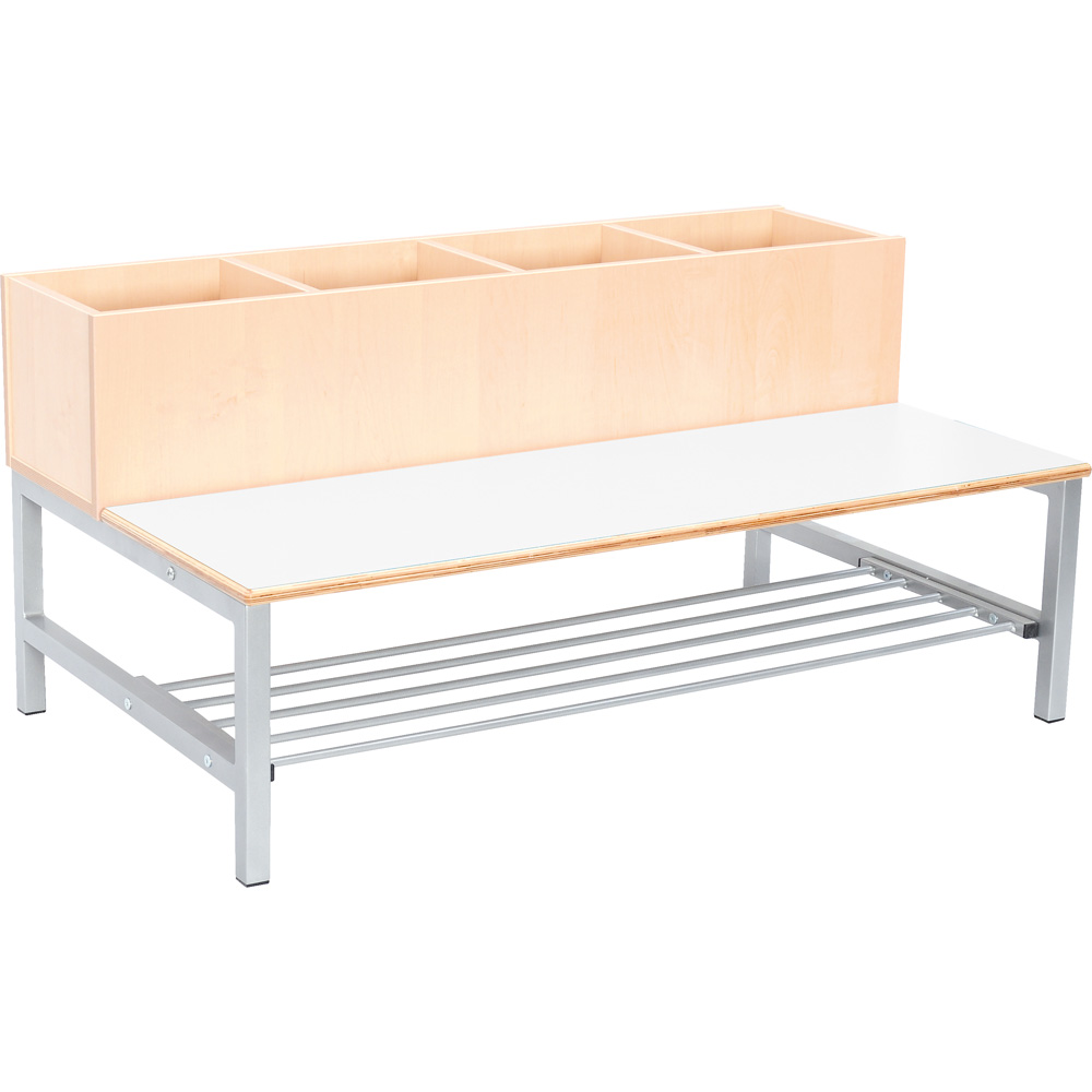 Lavička Flexi s úložným boxom, pre 4 os., výška 26 cm - biela