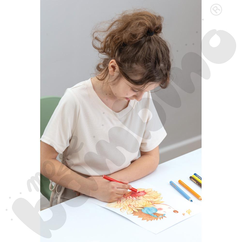 Kredki trójkątne Bambino w drewnianej oprawie - zestaw stolikowy, 144 szt.