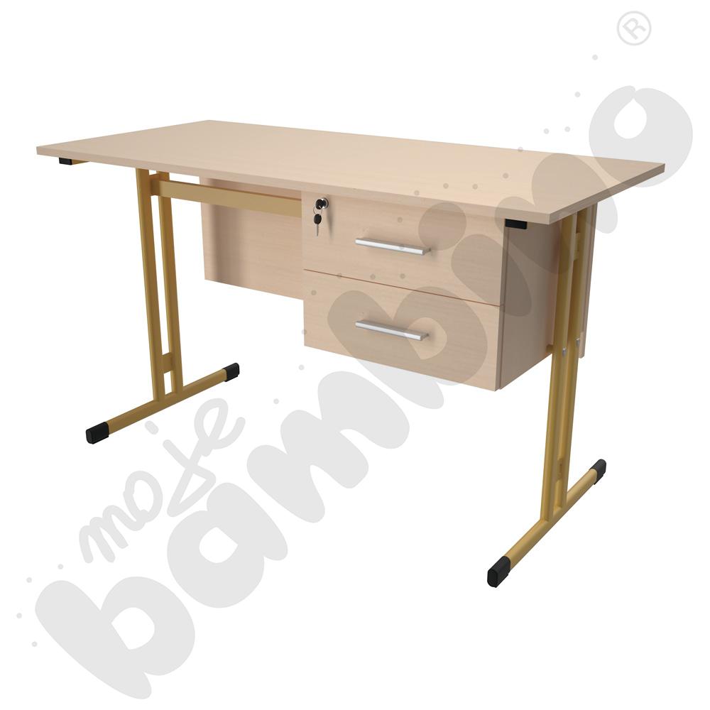 Biurko IN-R klon jasny, stelaż musztardowy