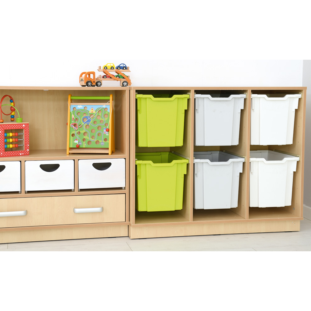 Skrinka Flexi D na plastové, úložné boxy na sokli - 3 priehradky 