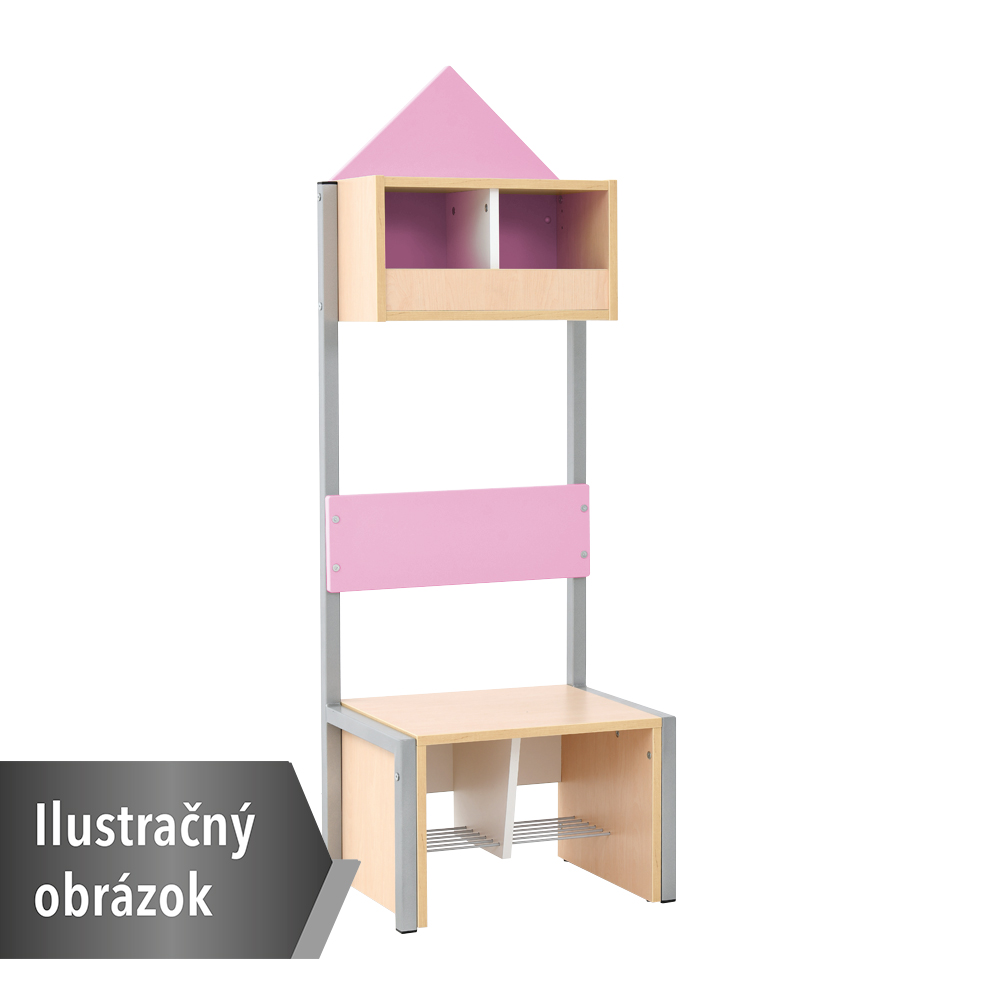 Šatňa Domček s konštrukciou, pre 2 osoby, šírka 71,40 cm, bledoružová, korpus biely