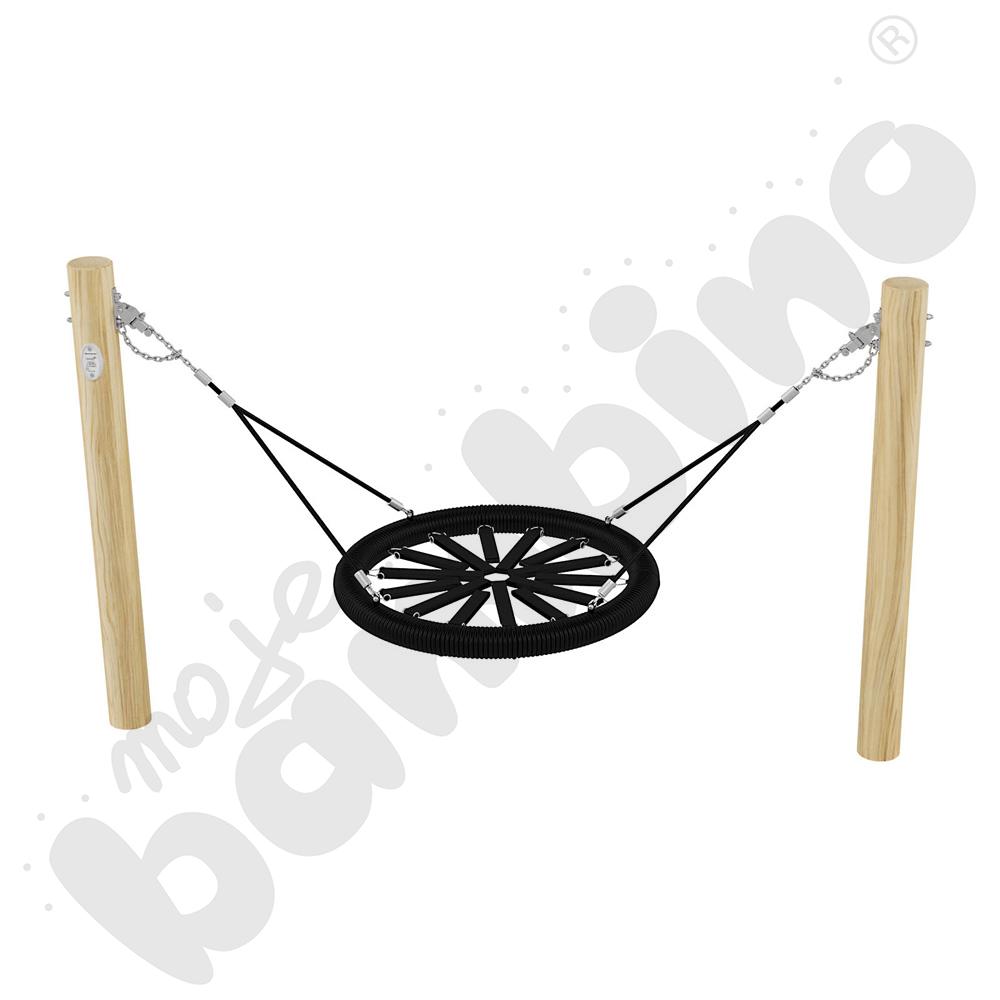 Huśtawka Robinio na słupach, zawiesie bocianie gniazdo