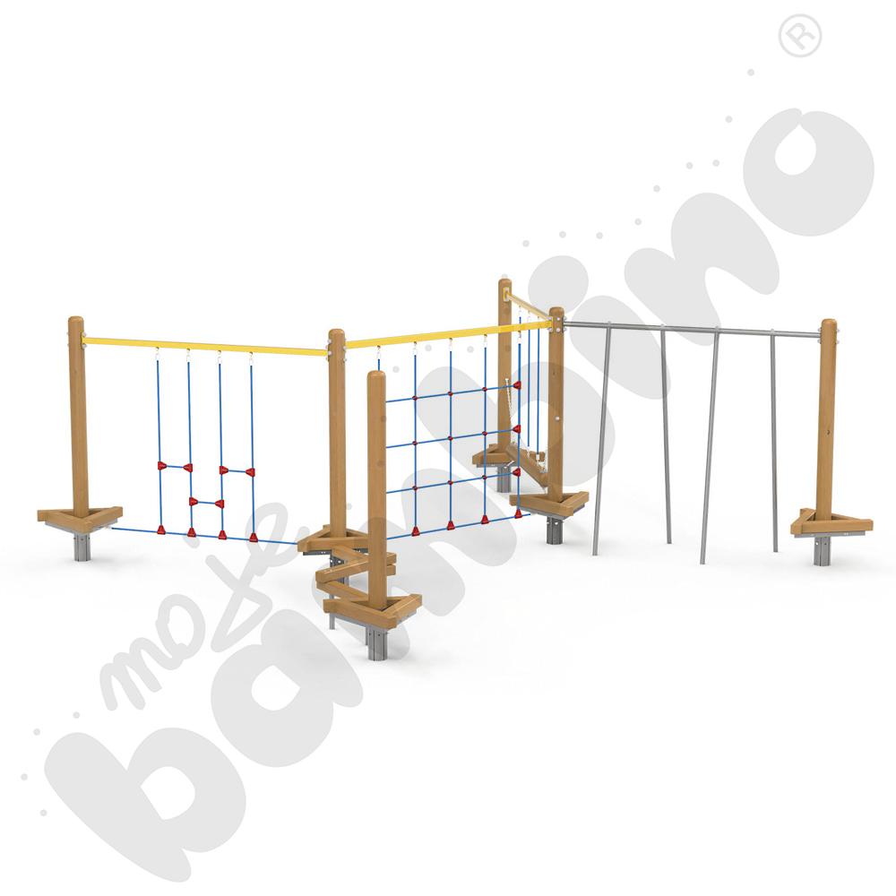   Zestaw Minipark linowy 1, drewniane słupy  
