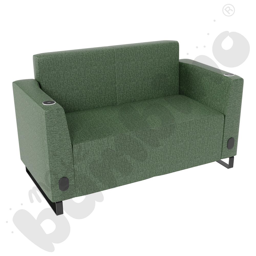 Sofa Universum 2-os. wys. 82 cm, 2 boki niskie, oba z gniazdkiem elektrycznym i indukcją, tkanina RO32