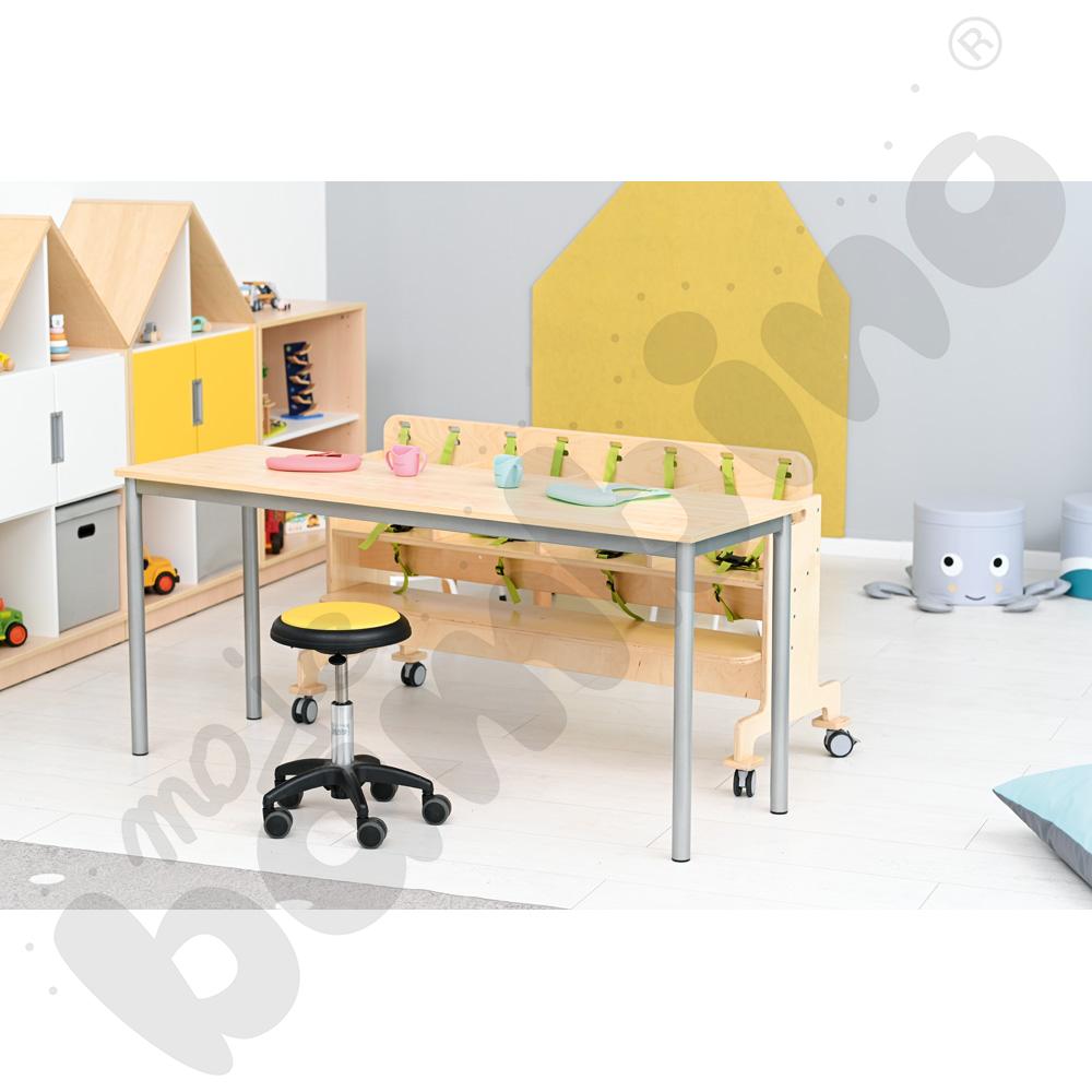 Stół Mila 160 x 50 rozm. 5, stelaż aluminium, blat klon, obrzeże ABS, narożniki proste