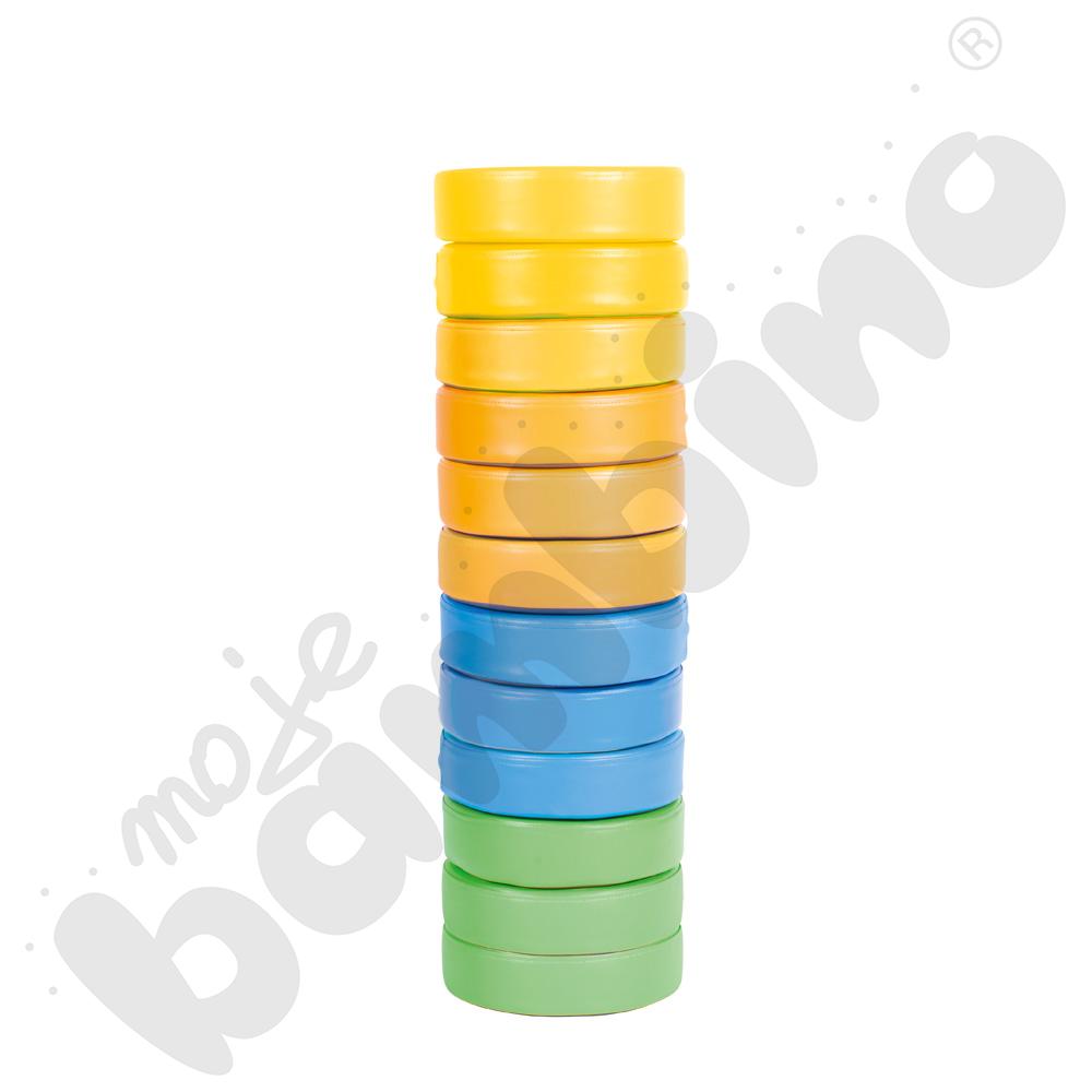 Stojak z 12 okrągłymi pufkami