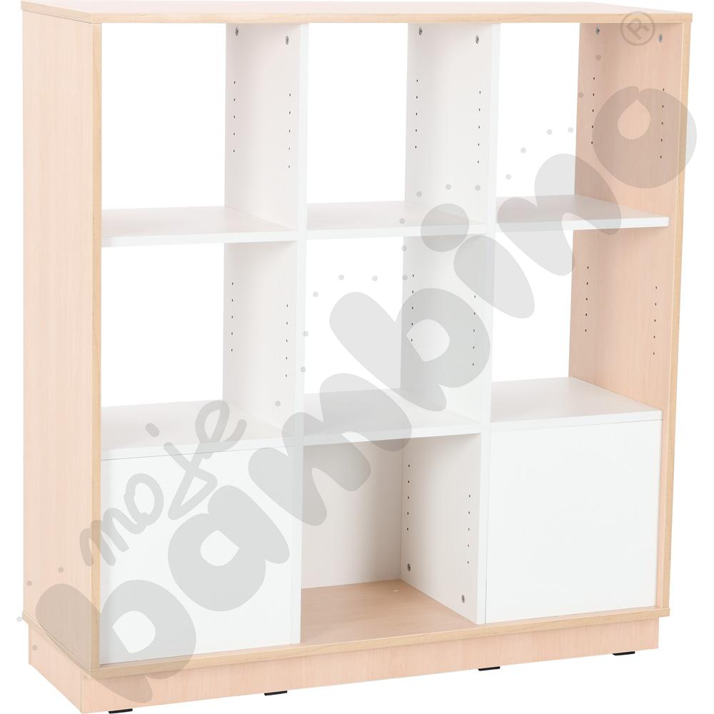 Quadro - regał L z 2 przegrodami i 2 półkami dwustronny - klon