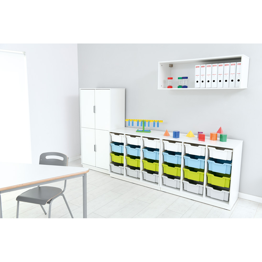 Quadro - regál XL s predelom a 3 policami, biela 