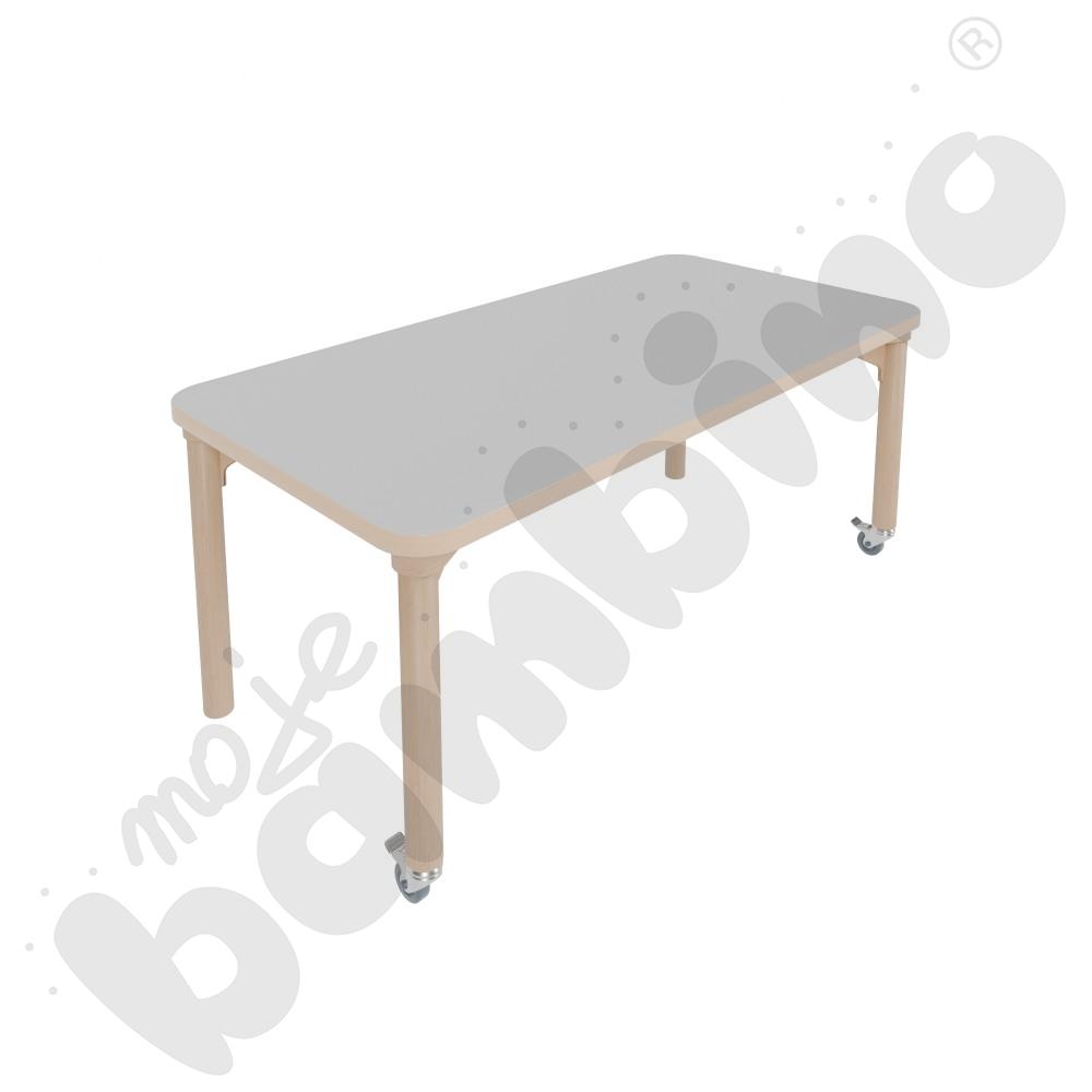 Stół Marcus 120 x 60 cm, rozm. 2, nogi drewniane brzozowe z 2 kółkami, blat jasnoszary, obrzeże ABS