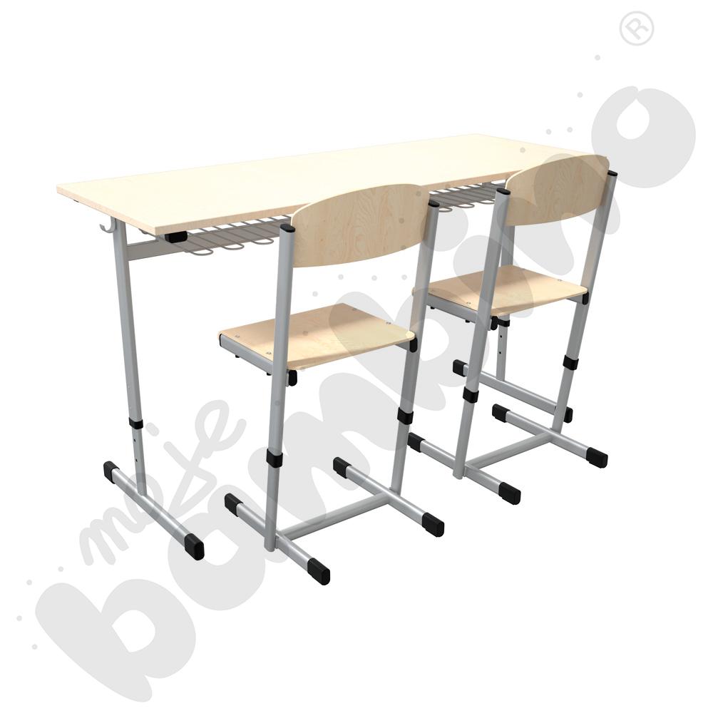 Stół IN-R 2-os. klon jasny z koszykami i krzesłami T, rozm. 5-6, aluminium