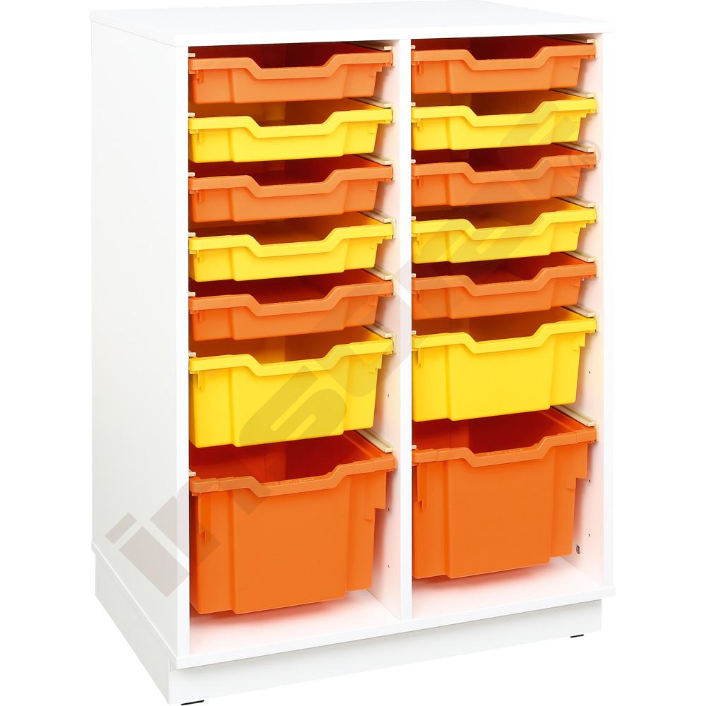 Quadro - skříňka M+ na plastové zásobníky, 2 sloupy - bílá  